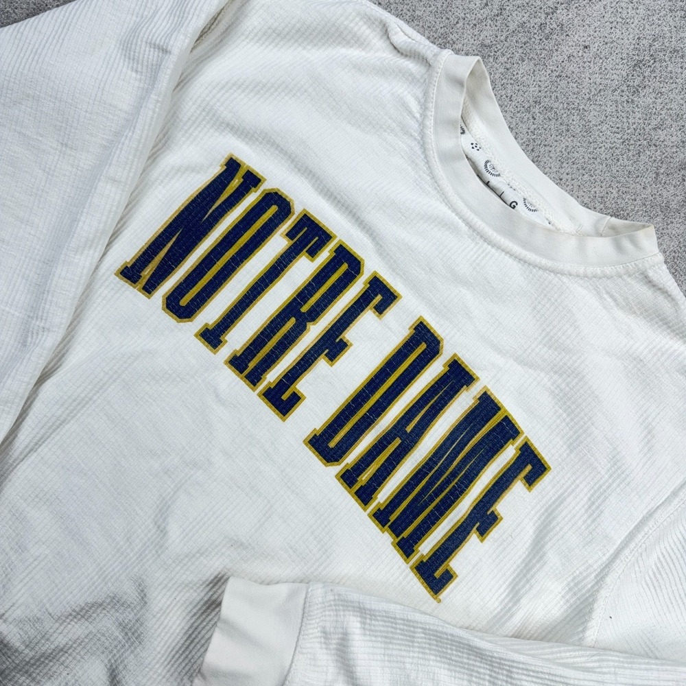 Notre Dame Fighting Irish Sweater Women Large White Knit Unlined Crewneck - Picture 2 of 10